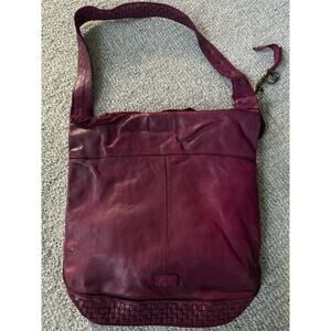 Frye melissa‎ Hobo burgandy wine leather braided detail purse